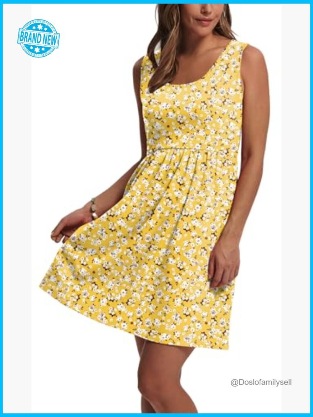 A-Line Sleeveless Casual Sundress with Pockets Floral/Solid - Picture 3 of 7